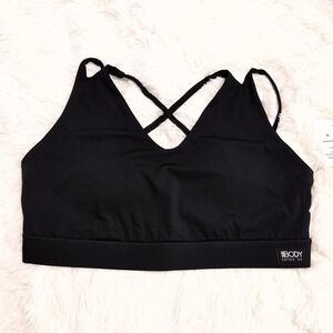 COTTON ON CURVE Strappy Sports Crop Bra Size 16 Black Retail $39.99